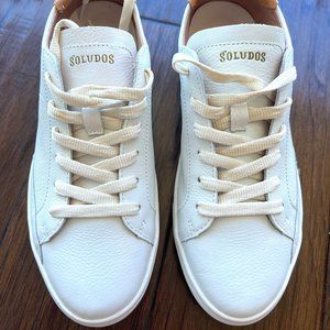 NEVER WORN Soludos Ibiza Classic Leather Sneaker, White, Size 10